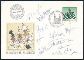 1990 Sakk csapat EB Debrecen FDC sakkozók aláírásával / 1990 Chess team EC FDC Debrecen signed by chess players