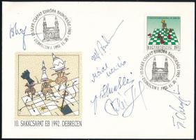 1990 Sakk csapat EB Debrecen FDC sakkozók aláírásával / 1990 Chess team EC FDC Debrecen signed by chess players