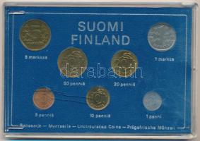 Finnország 1973. 1p - 5M (7xklf) forgalmi sor szettben, műanyag dísztokban T:UNC Finland 1973. 1 Penni - 5 Markkaa (7xdiff) in set, in plastic case C:UNC