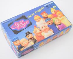 12 darab gumifejű ujj báb, eredeti dobozában