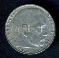 Német 3. Birodalom 1936D 2M Ag "Hindenburg" T:2-/3 kis ph.