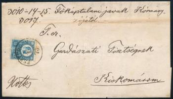 1873 Réznyomat 10kr levélen "ESZTERGOM" - Komárom