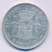 Spanyolország 1890MPM 5P Ag "XIII. Alfonz" T:VF ph. Spain 1890MPM 5 Pesetas Ag "Alfon...