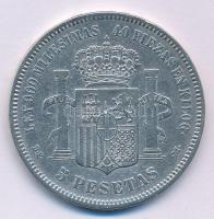 Spanyolország 1871SD-M 5P Ag "I. Amadé" T:VF,F ph., polírozva Spain 1871SD-M 5 Pesetas Ag ...