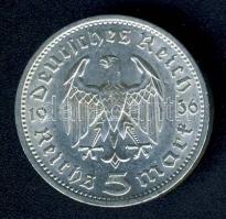 Német 3. Birodalom 1936A 5M Ag "Hindenburg" T:2- kis ph