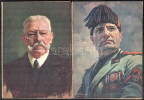 1932 A Pesti Hírlap Vasárnapja 1932. ápr. 10-i és okt. 30-i száma (2 db), a címlapokon Paul von Hindenburg és Benito Mussolini