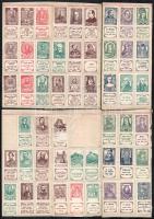 Magyar történelmi személyiségek 125 db levélzáró bélyeg lapra ragasztva