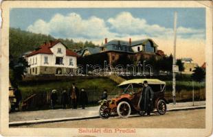 Predeál, Predial; szálloda, autó, gyógyszertár reklámtáblája / hotel, automobile, advertising poster of the pharmacy (szakadás / tear)