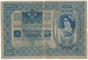 1902. 1000K "1061 01538" felülbélyegzés nélkül T:VG több kisebb és egy nagyobb beszakadás,...