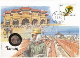 Tajvan 1988. 1/2$ bronz felbélyegzett borítékban, bélyegzéssel, német nyelvű tájékoztatóval T:AU Taiwan 1988. 1/2 New Dollar bronze in envelope with stamp, cancellation, with German description C:UNC