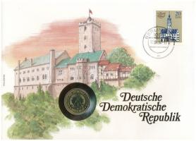 NDK 1989A 20pf, felbélyegzett borítékban, bélyegzéssel, német nyelvű leírással T:UNC GDR 1989A 20 Pfennig in envelope with stamp and cancellation, with German description C:UNC