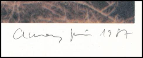 Aknay János (1949-): Vörös és fehér (cím nélkül). Ofszet, papír jelzett, számozott (140/200). 20x20 ...