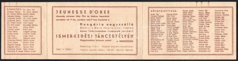 cca 1930 Jeunesse D'oree társaság Hungária mulató, orfeum Bandi Serény jazz band-je kihajtható ...