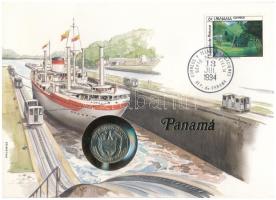 Panama 1982. 5c felbélyegzett borítékban, bélyegzéssel, német nyelvű leírással T:UNC Panama 1982. 5 Centesimos in envelope with stamp and cancellation, with German description C:UNC