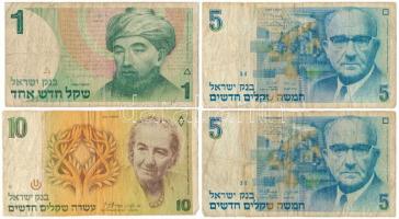 Izrael 1985. 5NS + 10NS + 1986. 1NS + 1987. 5NS T:F,VG Israel 1985. 5 New Sheqalim + 10 New Sheqalim + 1986. 1 New Sheqel + 1987. 5 New Sheqalim C:F,VG