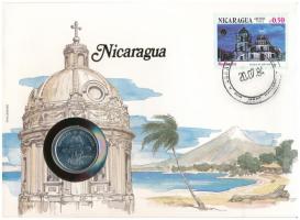 Nicaragua 1983. 50c acél felbélyegzett borítékon, bélyegzéssel, német nyelvű leírással T:UNC Nicaragua 1983. 50 Centavos steel in envelope with stamp and German description C:UNC