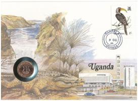 Uganda 1987. 1Sh felbélyegzett borítékban, bélyegzéssel, német nyelvű leírással T:UNC Uganda 1987. 1 Shilling in envelope with stamp and cancellation, with German description C:UNC