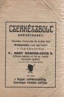 Cca 1930-1940. A Cserkészbolt Szövetkezet (a Magyar Cserkészszövetség kizárólagos hivatalos szállítója) reklámos papírzacskója, hátoldalán a Cserkészház elhelyezkedésének térképével. Mérete: 160x110 mm, kisebb gyűrődésekkel.