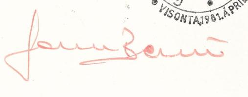 Farkas Bertalan (1949-) űrhajós aláírása Gagarin emlék levelezőlapon, alkalmi bélyeggel / Astronaut ...