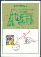 Farkas Bertalan (1949-) űrhajós aláírása emléklapon, alkalmi bélyeggel / Astronaut Bertalan Farkas (1949-)'s signature on commemoratíve card with a commemorative cancelling