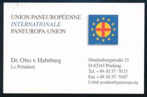 Habsburg Ottó (1912-2011) trónörökös, politikus a Páneurópai Unió Elnöke autográf aláírása névjegyká...