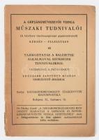 A gépjáróművezetői vizsga műszaki tudnivalói (A folyékony tüzelőanyagüzemű gépjáróművekről) kérdés-feleletben és tájékoztatás a balesetek alkalmával szükséges tennivalókról. Vezérfonal a tanuláshoz. Legújabb, javított kiadás, szemléltető ábrákkal. Bp., [1947], Közlekedésrendészeti Szakkönyvek Kiadóhivatala (Fővárosi Nyomda Rt.), 36 p. Kiadói tűzött papírkötés, sérült borítóval.