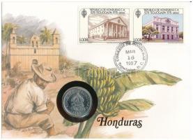 Honduras 1980. 10c Cu-Ni felbélyegzett borítékon, bélyegzéssel, német nyelvű leírással T:UNC patina Honduras 1980. 10 Centavos Cu-Ni in envelope with stamp, with German description C:UNC patina