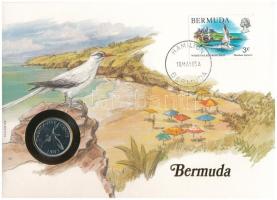 Bermuda 1985. 25c felbélyegzett borítékban, bélyegzéssel, német nyelvű leírással T:UNC Bermuda 1985. 25 Cents in envelope with stamp and cancellation, with German description C:UNC