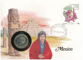 Mexikó 1981. 1P Cu-Ni, felbélyegzett borítékban, bélyegzéssel, német nyelvű leírással T:UNC patina Mexico 1981. 1 Peso Cu-Ni in envelope with stamp and cancellation, with German description C:UNC patina