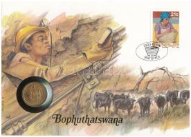 Bophuthatswana benne Dél-Afrika 1990. 2c Br felbélyegzett borítékban, bélyegzéssel, német nyelvű leírással T:XF patina Bophuthatswana with South Africa 1990. 2 Cents Br in envelope with stamp and cancellation, with German description C:XF patina