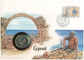 Ciprus 1983. 20c felbélyegzett borítékban bélyegzéssel, német nyelvű leírással T:UNC Cyprus 1983. 20 Cents in coin envelope with stamp and cancellation, with German description C:UNC