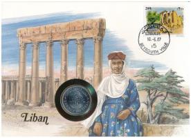 Libanon 1981. 1L Ni felbélyegzett borítékban, bélyegzéssel, német nyelvű tájékoztatóval T:UNC Lebanon 1981. 1 Livre Ni in envelope with stamp and cancellation, with German description C:UNC