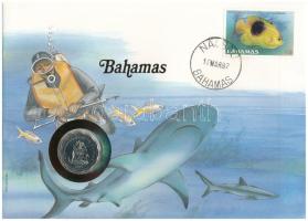 Bahamák 1985. 10c felbélyegzett borítékban, bélyegzéssel, német nyelvű leírással T:UNC Bahamas 1985. 10 Cents in envelope with stamp and cancellation, with German description C:UNC