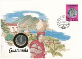 Guatemala 1981. 10c felbélyegzett borítékban, bélyegzéssel, német nyelvű leírással T:UNC Guatemala 1981. 10 Centavos in envelope with stamp and cancellation, with German description C:UNC