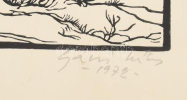 Gácsi Mihály (1926-1987): Vonulás Temesvárra (Dózsa-sorozat), 1972. Linómetszet, papír. Jelzett. 33x...