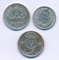 Svédország 1944G 25ö Ag + 1946S 25ö Ag + Hollandia 1937. 10c Ag "I. Vilma" T:XF
Sweden 19...