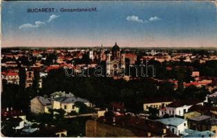 1918 Bucharest, Bukarest, Bucuresti, Bucuresci; Gesamtansicht / general view (glue marks)