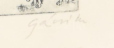 Gácsi Mihály (1926-1987): Cégem reklámja. Rézkarc, papír. Jelzett. Próbanyomat. 35x26 cm