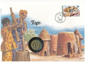 Togo 1987. 5Fr felbélyegzett borítékban, bélyegzéssel, német nyelvű leírással T:UNC Togo 1987. 5 Franc in envelope with stamp and cancellation, with German description C:UNC