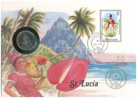 Kelet-Karibi Államok / Szt. Lucia 1981. 25c felbélyegzett borítékban, bélyegzéssel, német nyelvű leírással T:UNC a leírásnak hajlott a sarka East Caribbean States / St. Lucia 1981. 25 Cents in envelope with stamp and cancellation, with German description C:UNC description has a folded corner