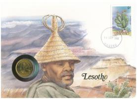 Lesotho 1979. 5l felbélyegzett borítékban, bélyegzéssel, német nyelvű leírással T:UNC patina Lesotho 1979. 5 Lisente in envelope with stamp and cancellation, with German description C:UNC patina