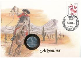 Argentína 1984. 1P Al felbélyegzett borítékban, bélyegzéssel, német nyelvű leírással T:XF Argentina 1984. 1 Peso Al in envelope with stamp, cancellation and prospectus in German C:XF