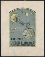 Matild Ade (Mathilde Ade, 1877-1953): Ex libris Victor Kühnemann (szecessziós ex libris). Klisé, papír, jelzett a klisén. 9×6,5 cm