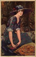 Italian lady art postcard. 317-6. s: T. Corbella (EB)