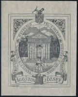 Akantisz Viktor (1864-1943): Kis-Jókai Ágoston József könyvtárából (ex libris). Vonalas klisé, papír, jelzett a klisén. 6×5 cm