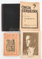 4 darab vallási témájú kiadvány, közte Kempis Tamás: Krisztus követése, Vikár György: Zákeus, stb.