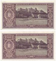 1945. 100P (2x) sorszámkövető pár "E 013 036387 - E 013 036388" T:F szép papír
Adamo P18