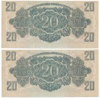 1944. 20P "A Vöröshadsereg Parancsnoksága" (3x) sorszámkövető pár "AB 486331 - AB 486...