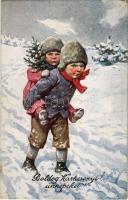 1918 Boldog karácsonyi ünnepeket! / Christmas greeting. B.K.W.I. 3174-4. s: K. Feiertag (EK)