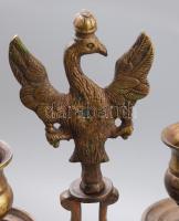 Szombati gyertyatartó pár. Judaika. Feltehetően lengyel, cca 19. sz. vége, öntött bronz. Egyik része...